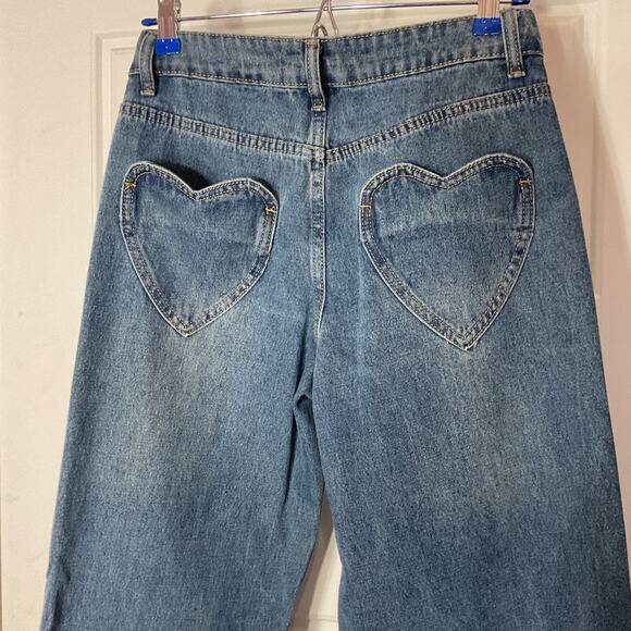 Angel Kiss Wide Leg High Waist Jean With Heart Pockets 1/25 - Picture 4 of 8